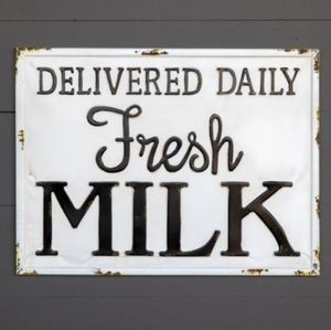 ***1 Left***Embossed Metal Fresh Milk Sign